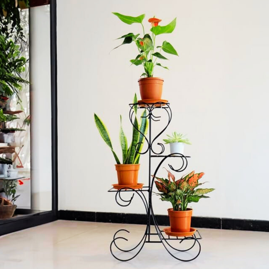 Metal Plant Stand with Anti-Rust Coating 4-tier Planter Outdoor / Indoor