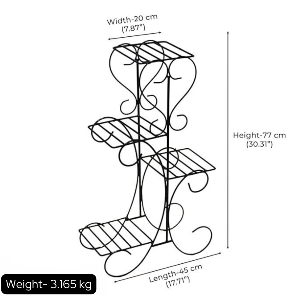 Metal Plant Stand with Anti-Rust Coating 4-tier Planter Outdoor / Indoor