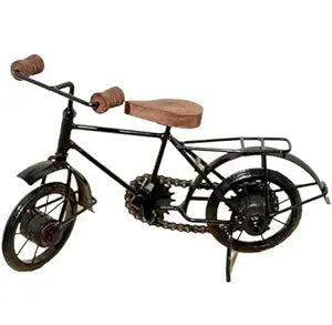 Handmade Mini Iron Cycle Home Decor | Antique Wood and Wrought Iron Mini Cycle Figurine Showpiece