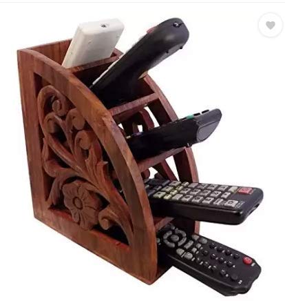 Wooden Remote stand 5 romotes Rack Brown Remote Shelf for home decor | Table Decor