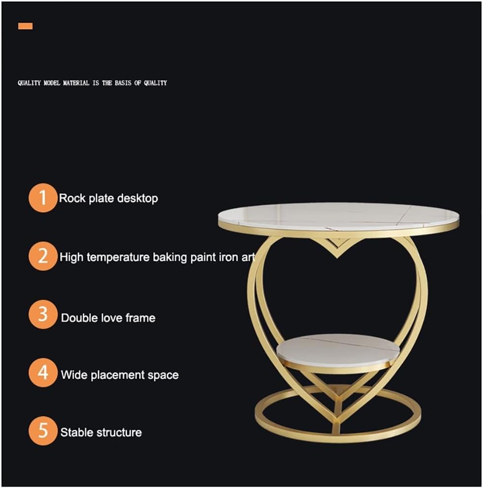 Metal Modern End Tables Black Love Small Coffee Table Side Table Living Room Sofa Corner Table Round Table Bedside Table for Bedroom