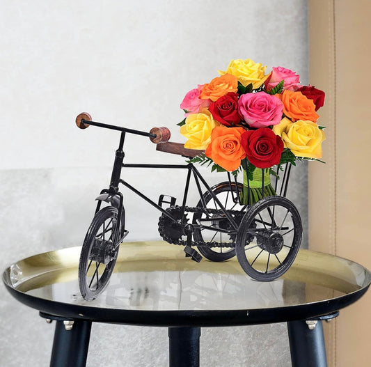 Decorative Miniature of Metal Rickshaw Showpiece for Home Decor and Gifting Size- 13*7.5*5.5 inch