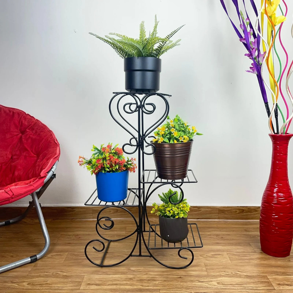 Metal Plant Stand with Anti-Rust Coating 4-tier Planter Outdoor / Indoor