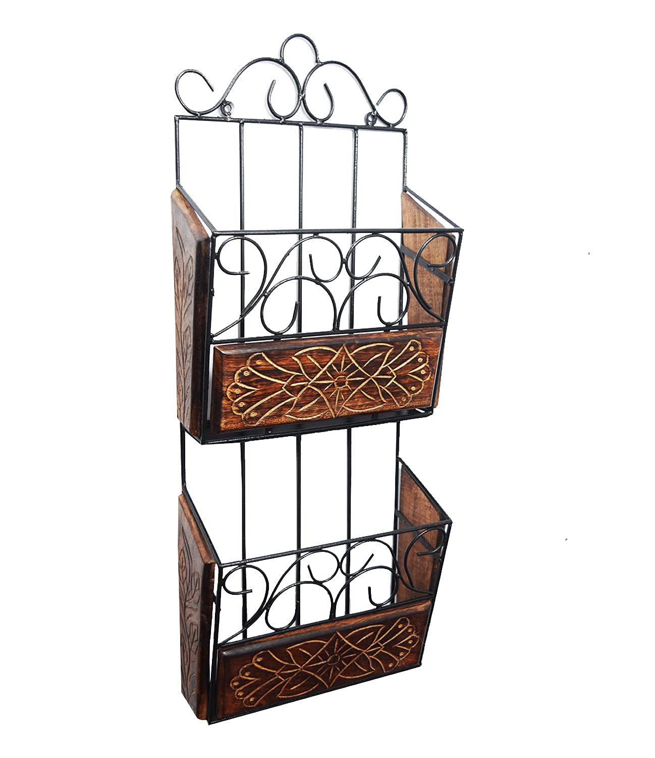 Wall mount Magzine Holder 2-Tier Magazine Holder | Newspaper Holder | Book Wall Rack | Vertical File Storage Holder