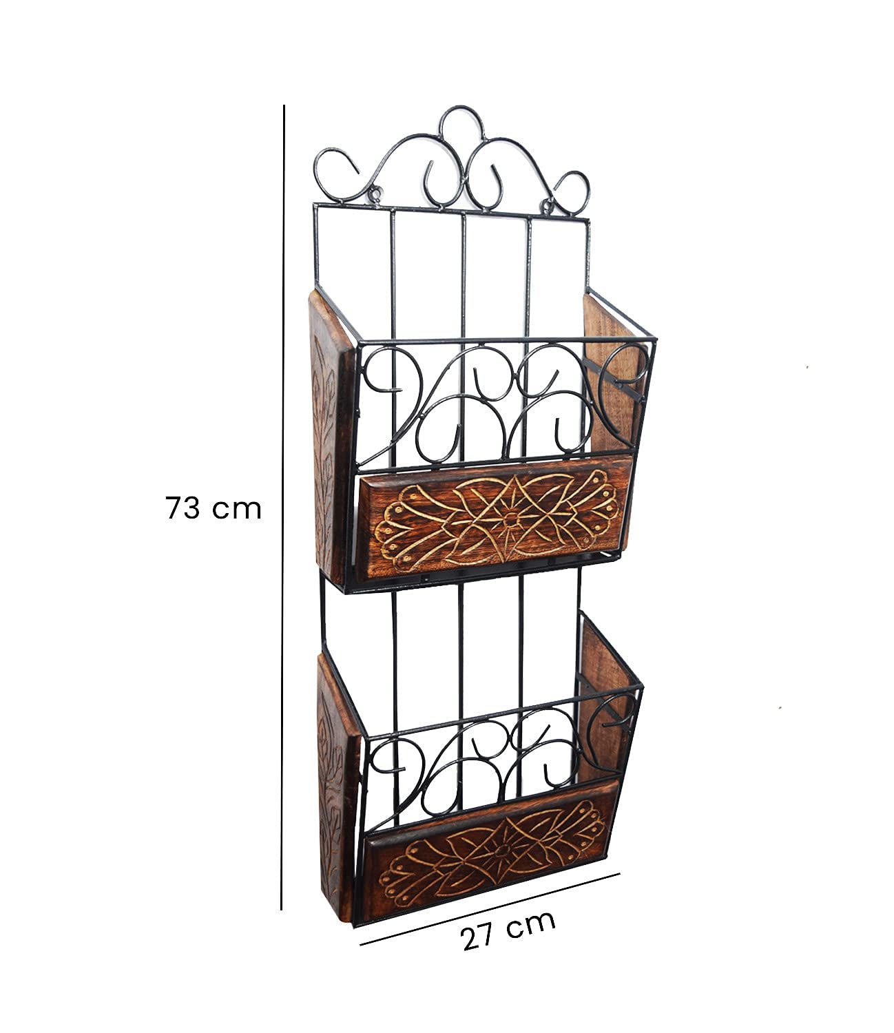 Wall mount Magzine Holder 2-Tier Magazine Holder | Newspaper Holder | Book Wall Rack | Vertical File Storage Holder