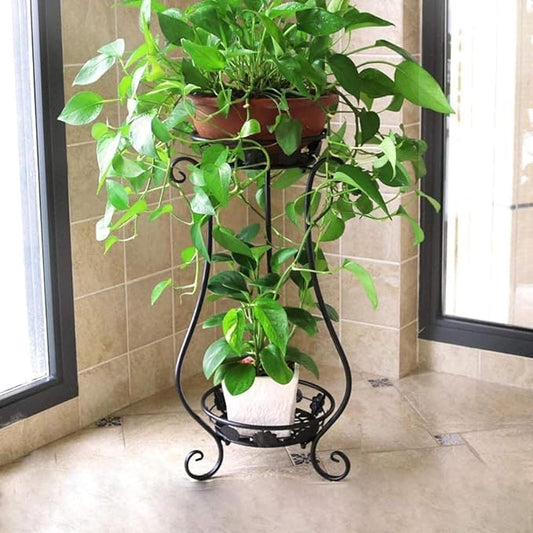 Metal Iron Flower Pot Stand Planter 11.4 x 9.6 x 24.4 inches (Double Pot )