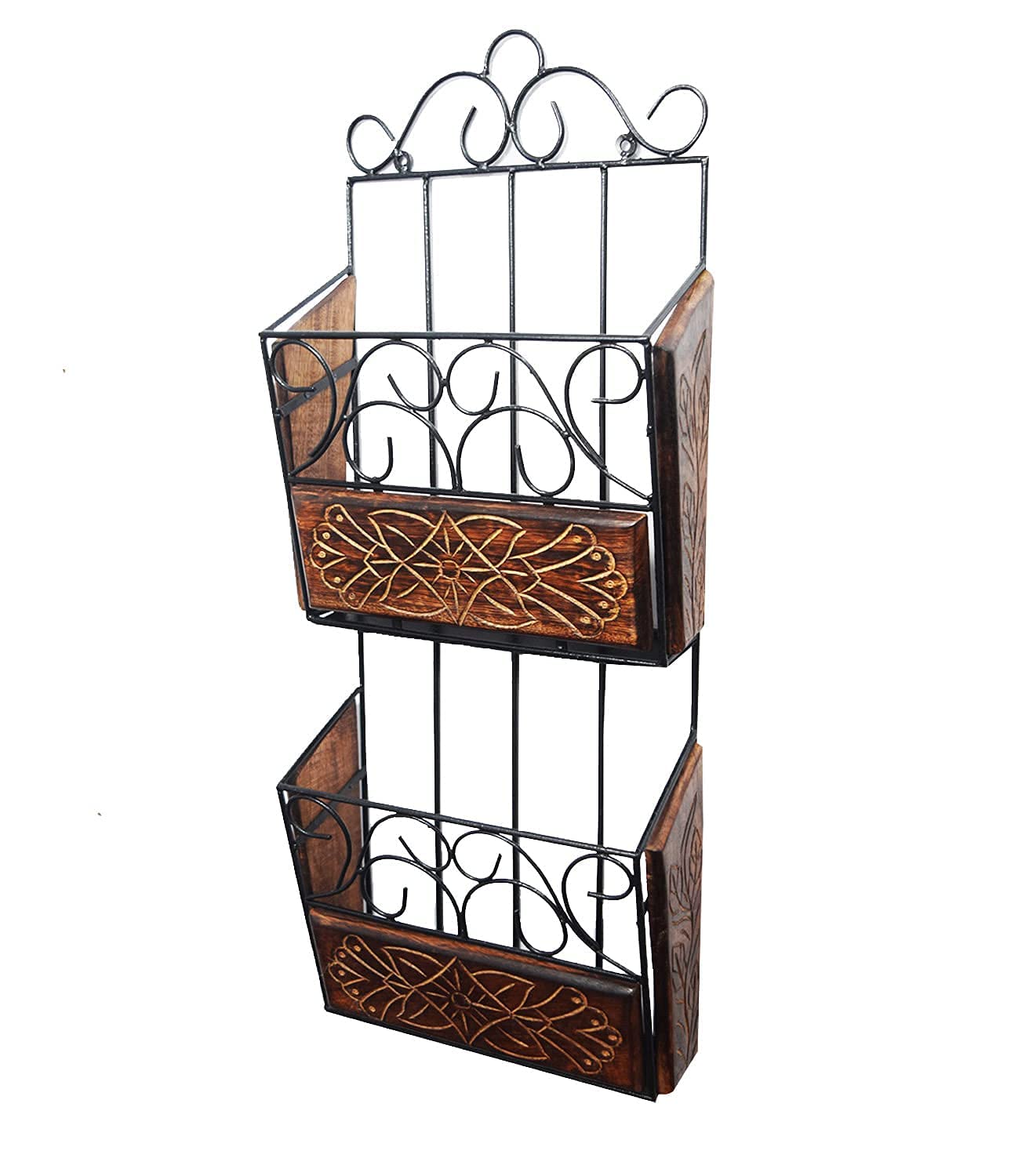 Wall mount Magzine Holder 2-Tier Magazine Holder | Newspaper Holder | Book Wall Rack | Vertical File Storage Holder