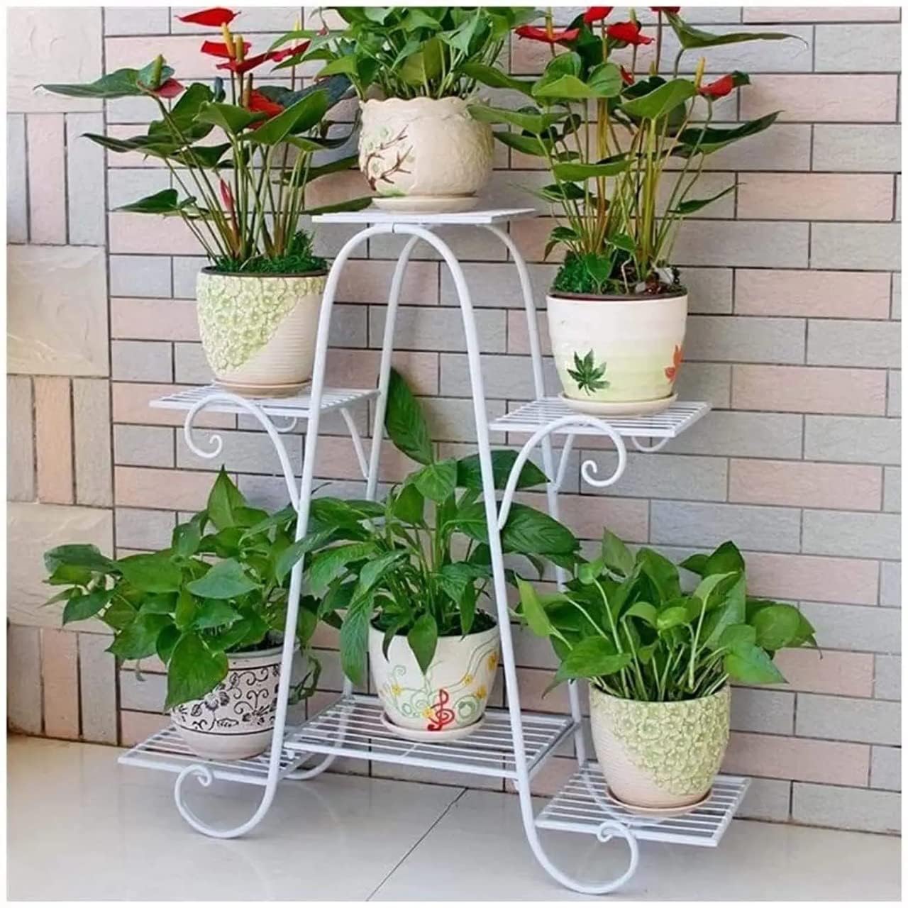 Metal Pot Stand 6 Tier Plant Stands for Indoors and Outdoors White (Size-25*25*10 inch)