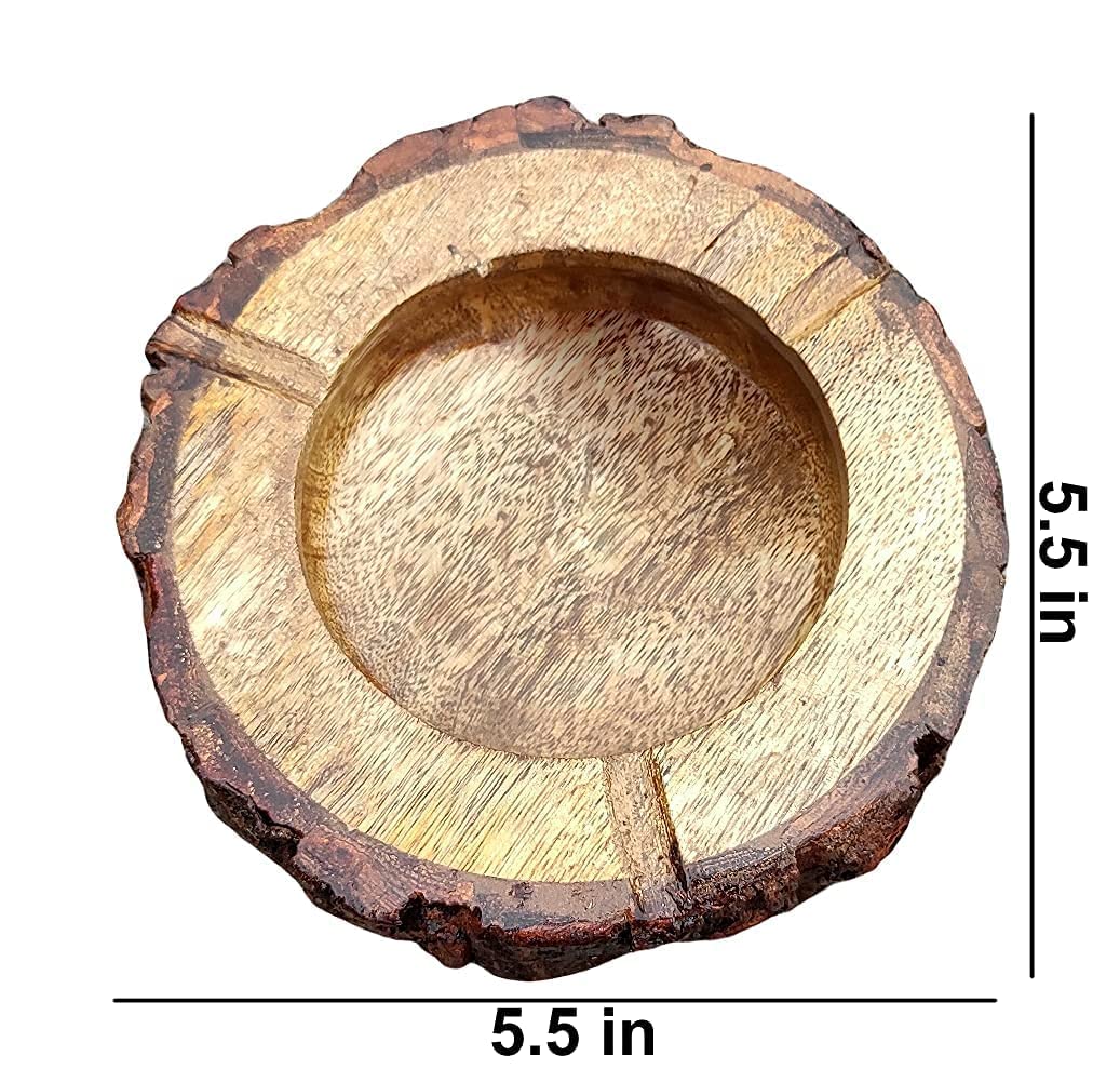 wooden decorative ashtray with cigarette storage handmade ashtray 3 Spots Smoking with Natural Finish