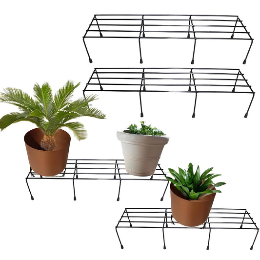 Metal Stand for Plants | Plant Stands | Rectangular Metal Plant Stand, Pot Stand, Flower Pots - 24 inches (Set of 4) for Indoor & Outdoor Use in Your Home and Garden