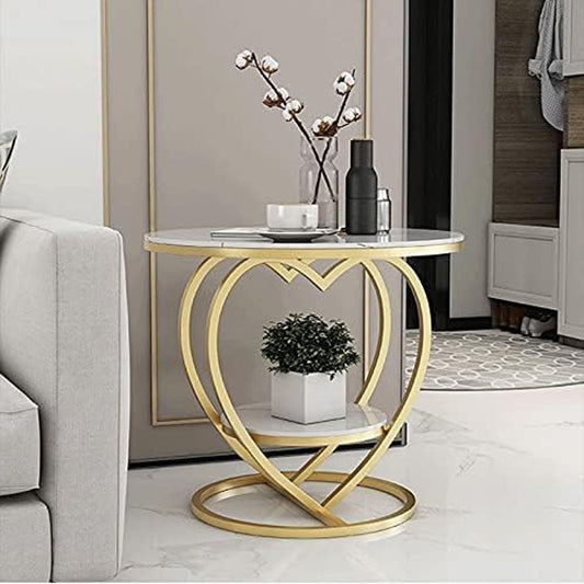 Metal Modern End Tables Love Small Coffee Table Side Table Living Room Sofa Corner Table Round Table Bedside Table for Bedroom