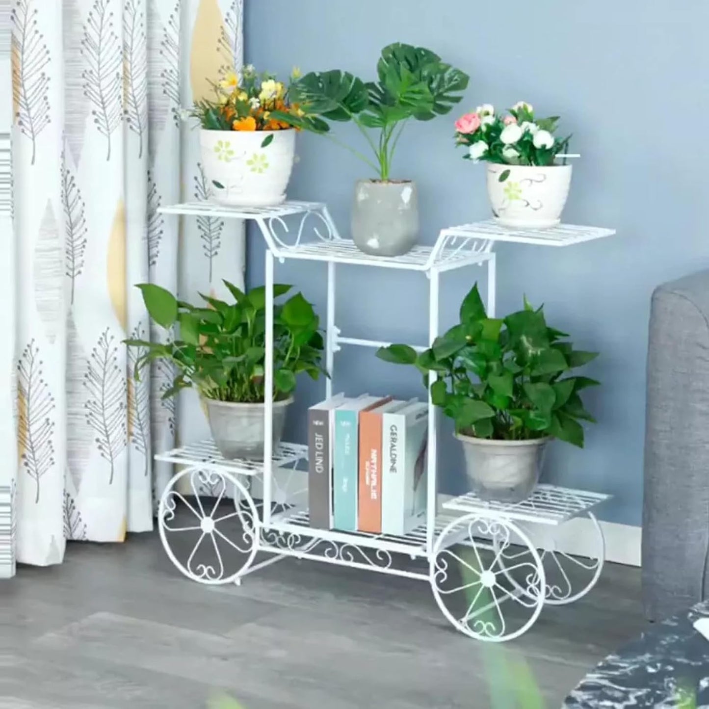 Metal Pot Stand Plant Stands for Indoors and Outdoors White (Size-32.6*26.7*17.7 inch)