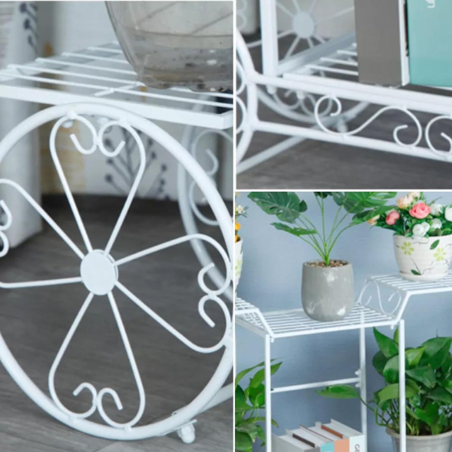 Metal Pot Stand Plant Stands for Indoors and Outdoors White (Size-32.6*26.7*17.7 inch)