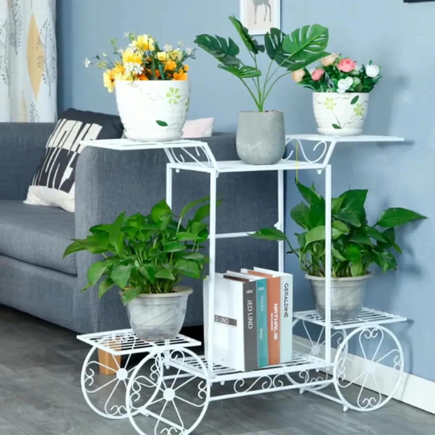 Metal Pot Stand Plant Stands for Indoors and Outdoors White (Size-32.6*26.7*17.7 inch)