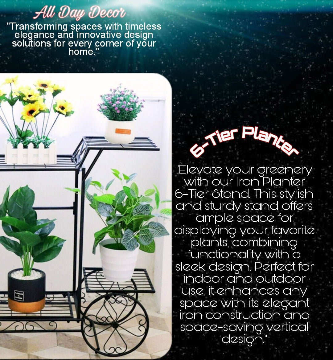 Metal Pot Stand Plant Stands for Indoors and Outdoors Black (Size-32.6*26.7*17.7 inch)