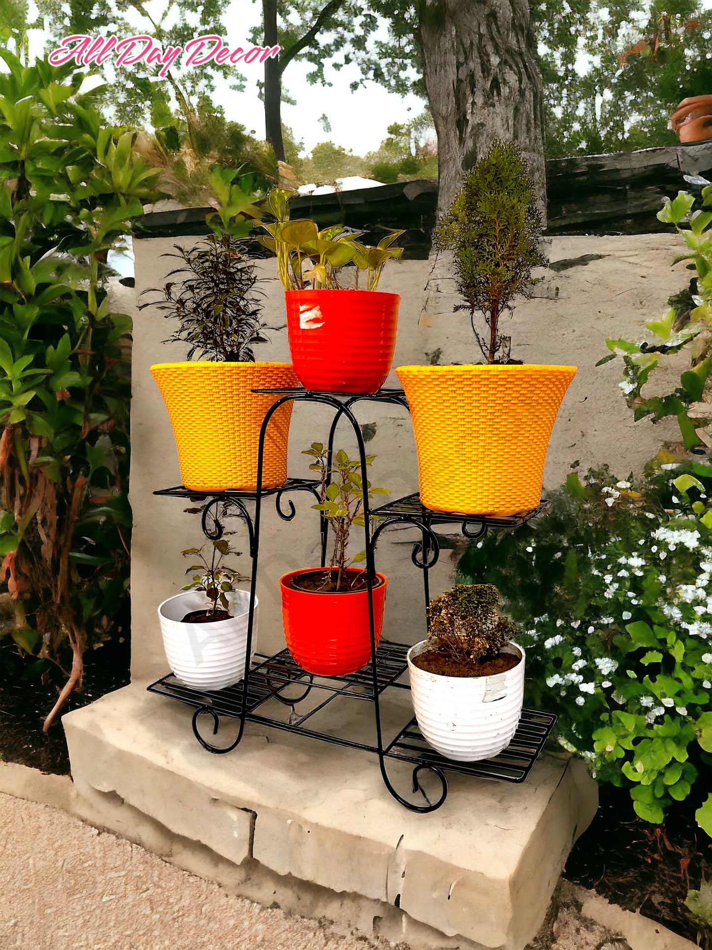 Metal Plant Stand for Indoor and Outdoor Use 6-Tier Planter (Size-25*25*10 inch)