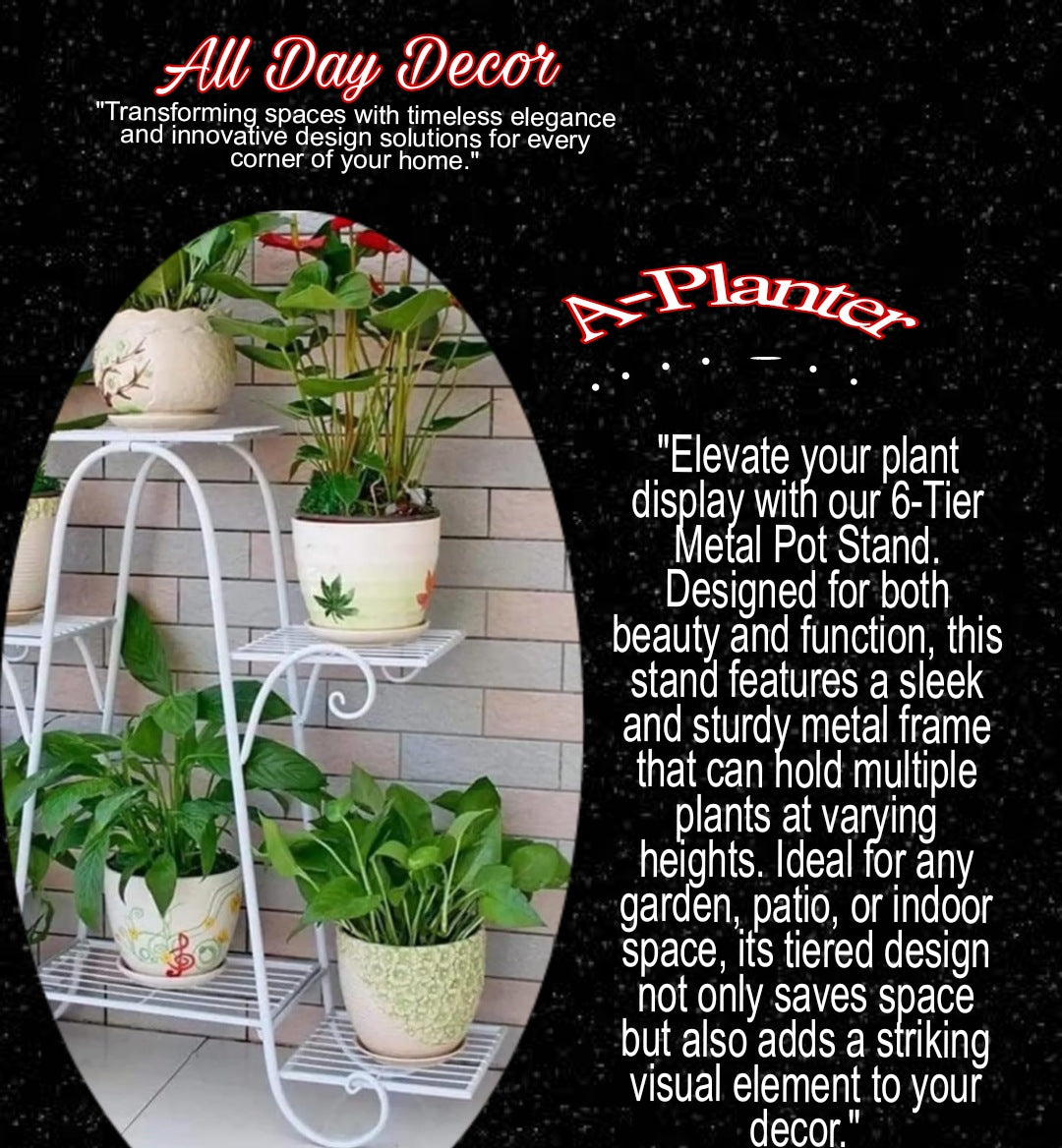 Metal Pot Stand 6 Tier Plant Stands for Indoors and Outdoors White (Size-25*25*10 inch)