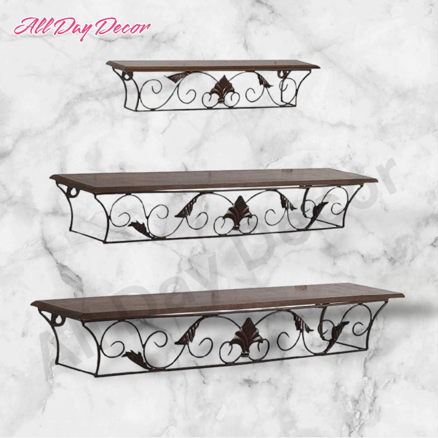 Metal & Wooden Wall Rack Shelves Wall Mounting for Room Decorative