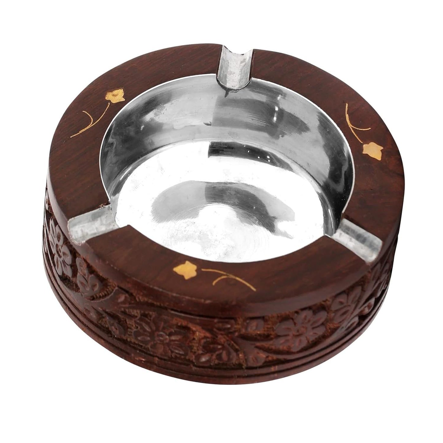 Wooden Ciggrette Ash Tray with Steel Cup for Office & Home d�cor