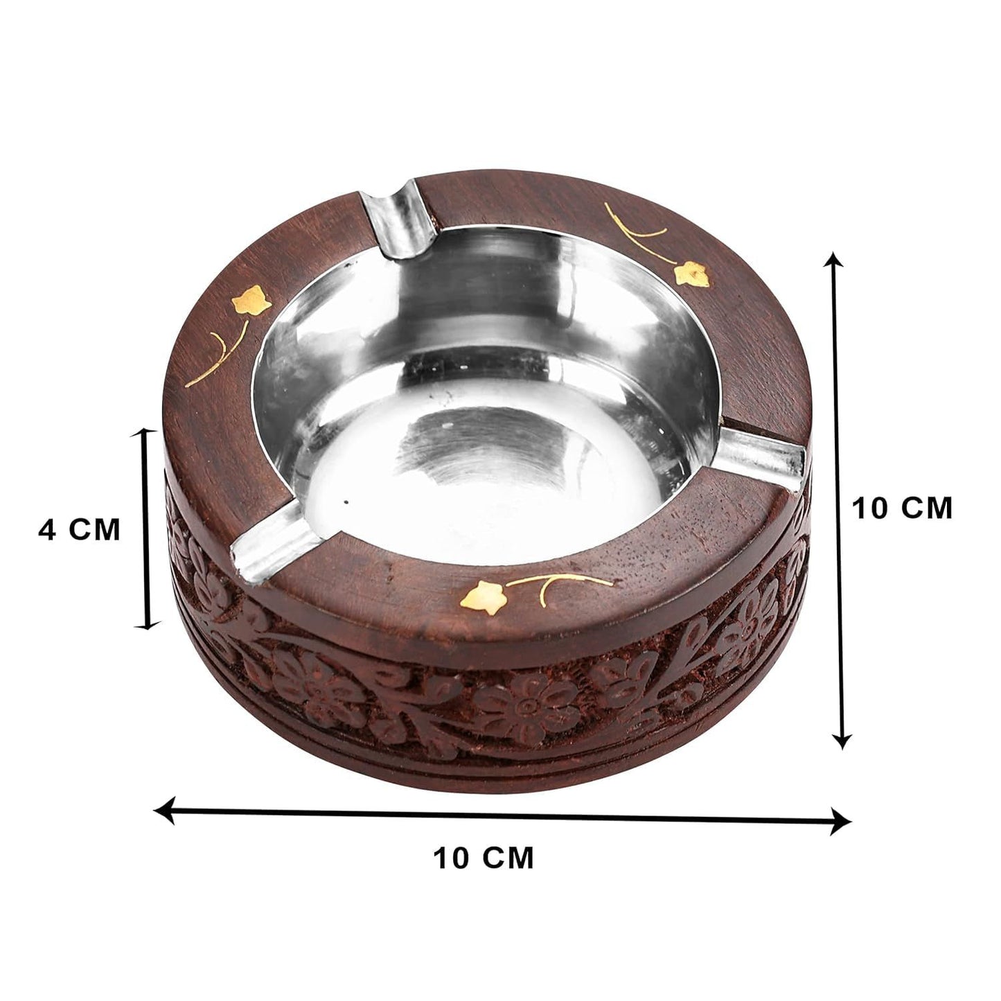 Wooden Ciggrette Ash Tray with Steel Cup for Office & Home d�cor