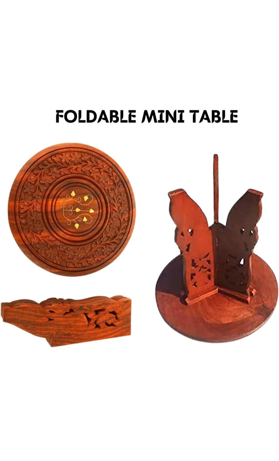 Handcrafted Wooden Sturdy Foldabe Round Stool - Foldable Step Stool Use in Kitchen, Outdoor, Bedroom(Size- 12inch Round & 12 inch Height)