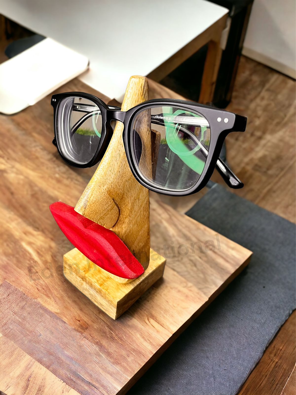 Handicrafted Wooden Spectacles Stand Glasses Holder Luscious Lips Quirky Design