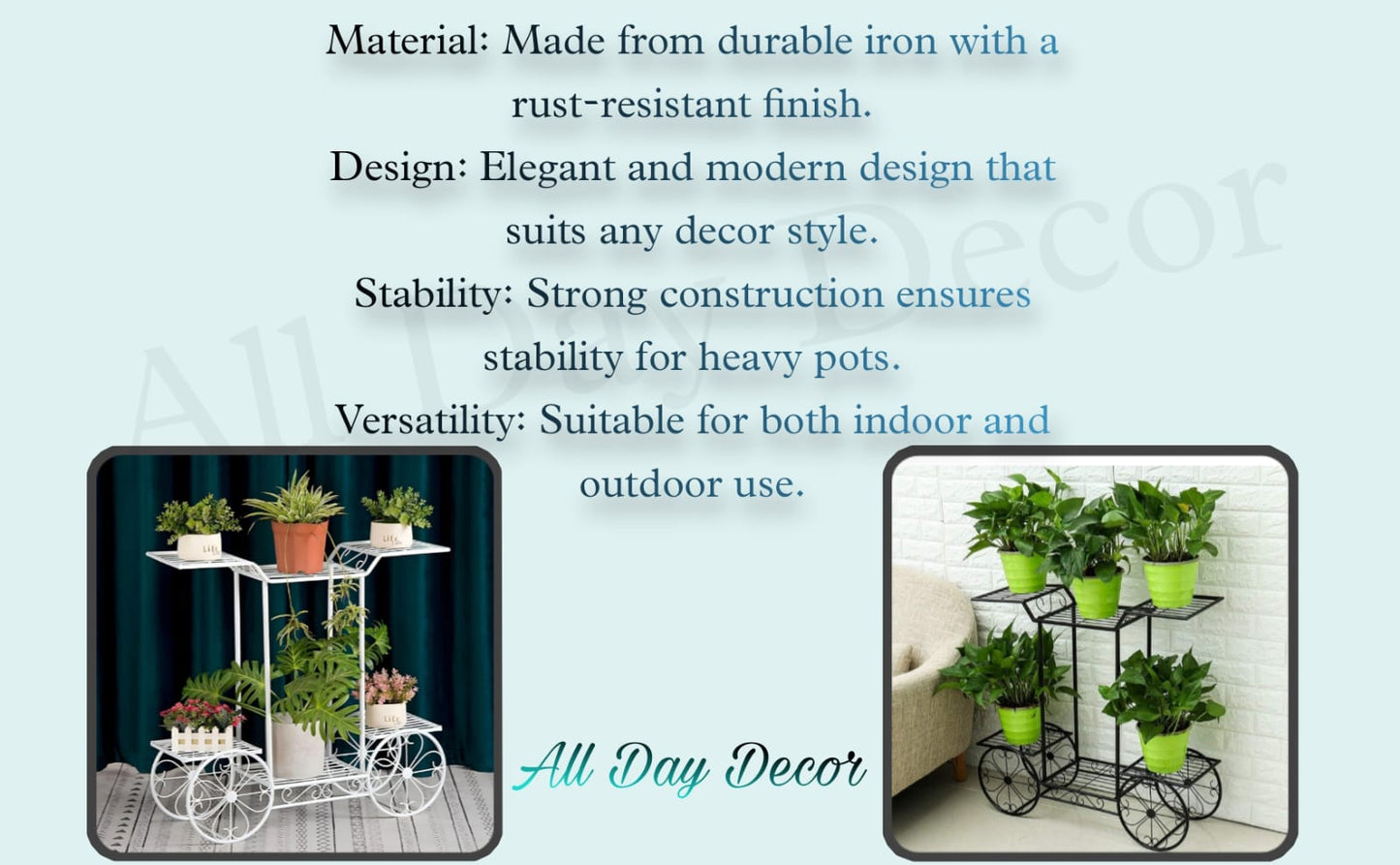 Metal Pot Stand Plant Stands for Indoors and Outdoors Black (Size-32.6*26.7*17.7 inch)