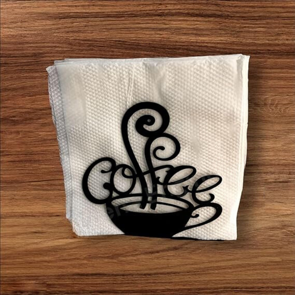 Coffee Themed Napkin Holder - Stylish Metal Design