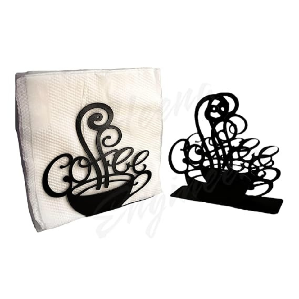 Coffee Themed Napkin Holder - Stylish Metal Design