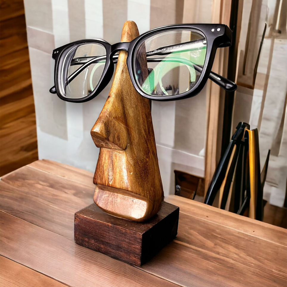 Handicrafted Wooden Spectacles Stand Glasses Holder Nose Shape