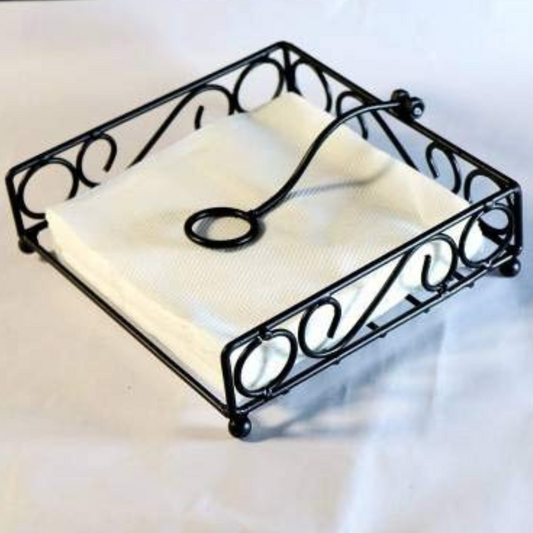 Black Iron Napkin Holder with Weighted Arm